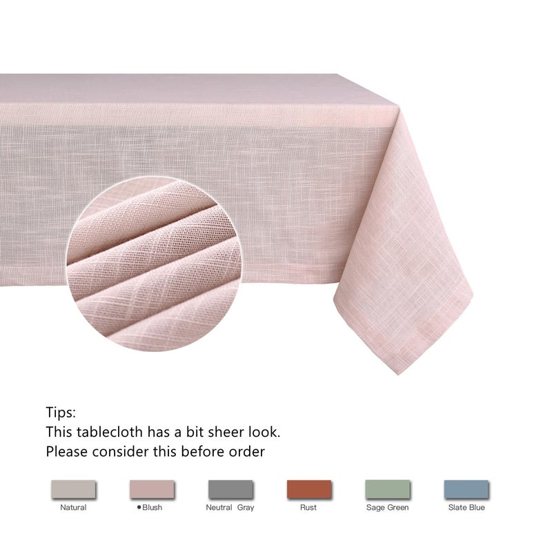 maxmill Lux Faux Linen Tablecloth with Slubby Yarn Textured Weaves Wrinkle Resistant Anti-Shrink Soft Table Cloth for Kitchen Dining Restaurant Tabletop Rectangle 60 x 120 Inch Blush - Image 5